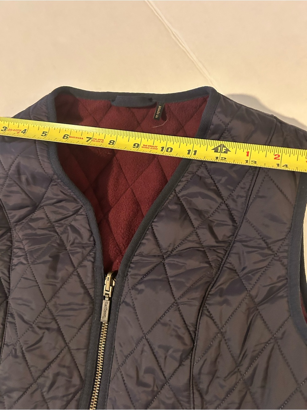 Barbour Betty Fleece Lined Quilted Vest Gilet Navy Burgundy US 6 UK10 Equestrian - Picture 7 of 10